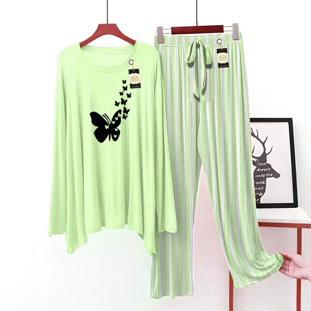 Butterfly Printed Lining Trouser Lounge wear Nightwear Sleepwear For Women ( 5 colours)(002)