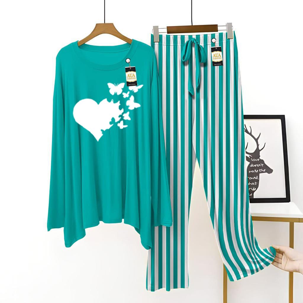 Butterflies Heart Printed Lining Trouser Lounge wear Nightwear Sleepwear For Women (7 colours)(002)