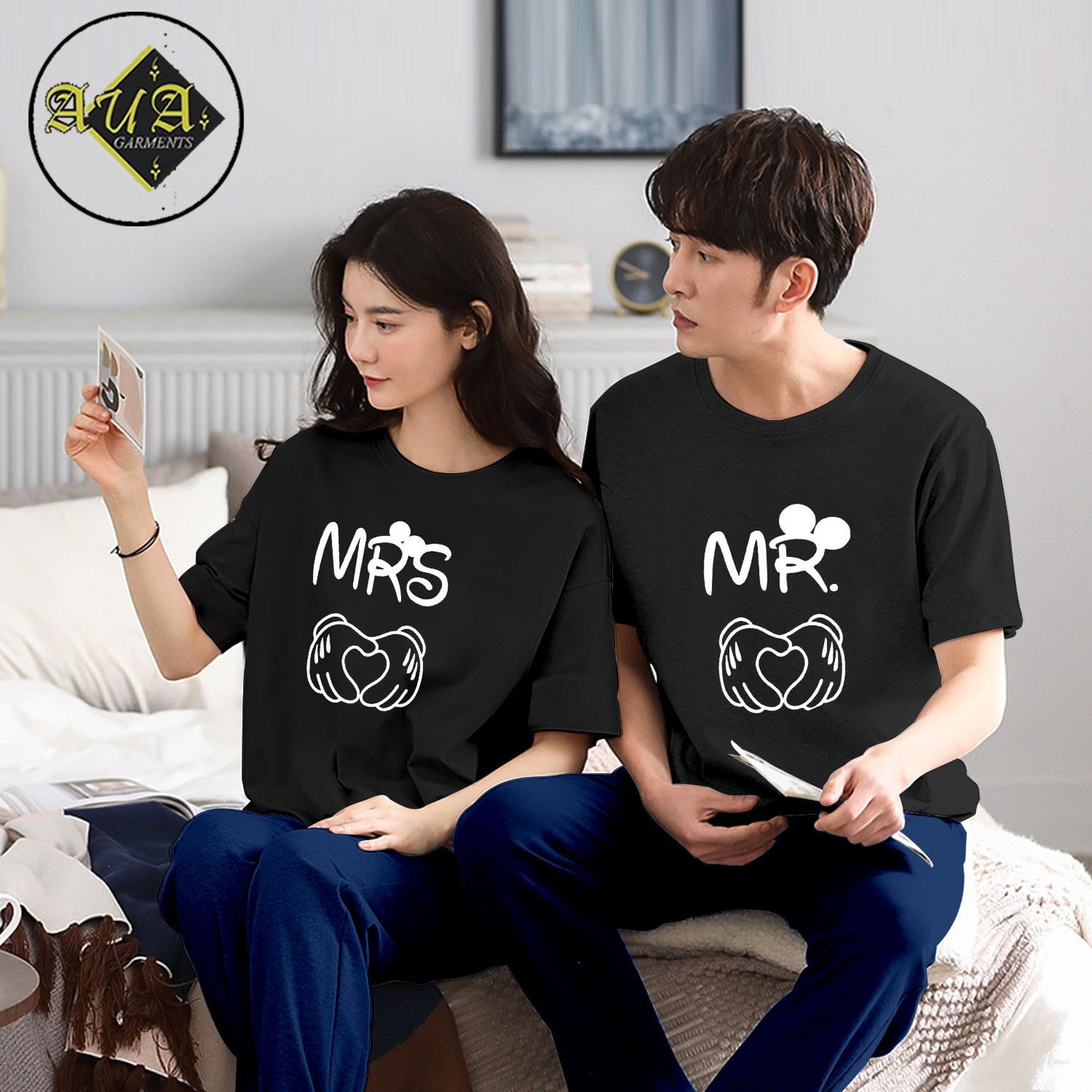 MR & MRS Couple Night Suit for Men and Women Pack of 2
