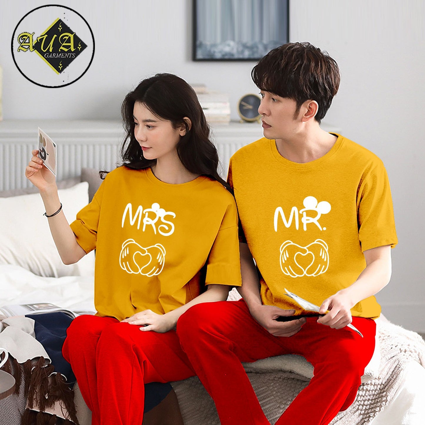 MR & MRS Couple Night Suit for Men and Women Pack of 2