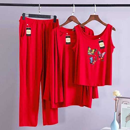 3 Piece Lounge wear Nightwear Sleepwear For Women Mini Butterflies Print