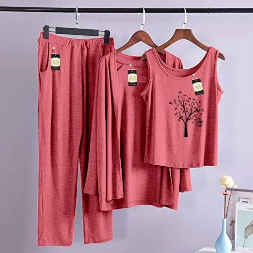 Trendy Tree 3 Piece Lounge wear Nightwear Sleepwear For Women (5 colours)