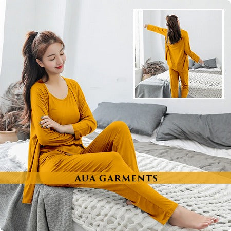 Ladies Modal Pajama Set Women Soft Underwear Sleepwear Nightclothes  Three-piece