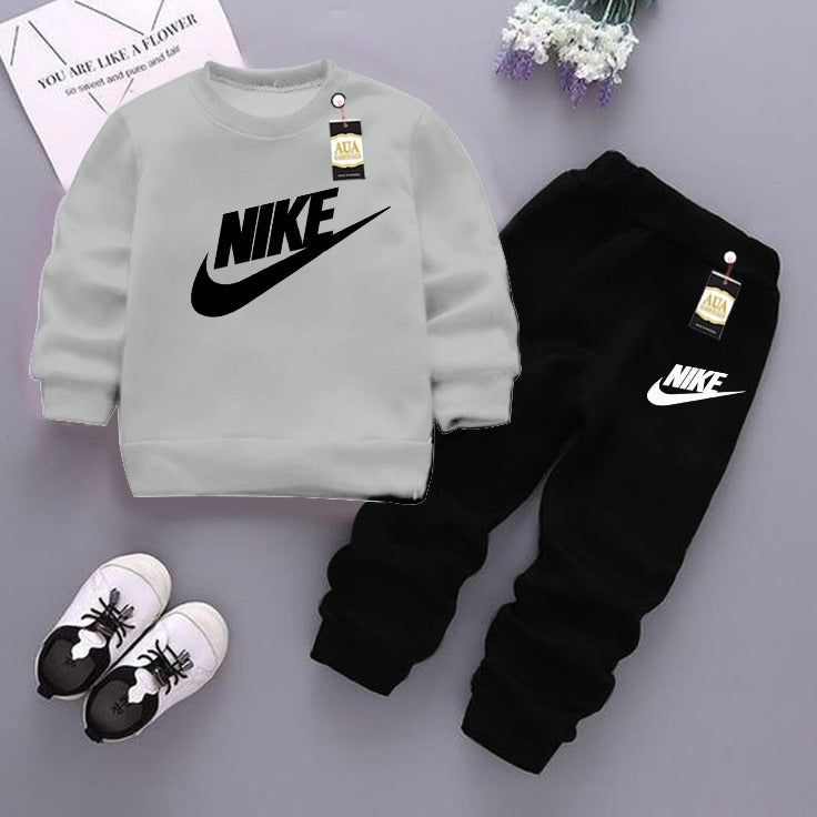 Grey and Black (Nike) Printed Kids Tracksuit for Winter By Aua Garments
