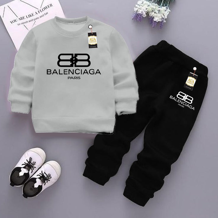 Grey and Black (Balenciaga ) Printed Kids Tracksuit for Winter By Aua Garments