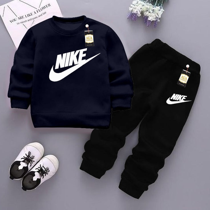 Navy and Black (Nike) Printed Kids Tracksuit for Winter By Aua Garments