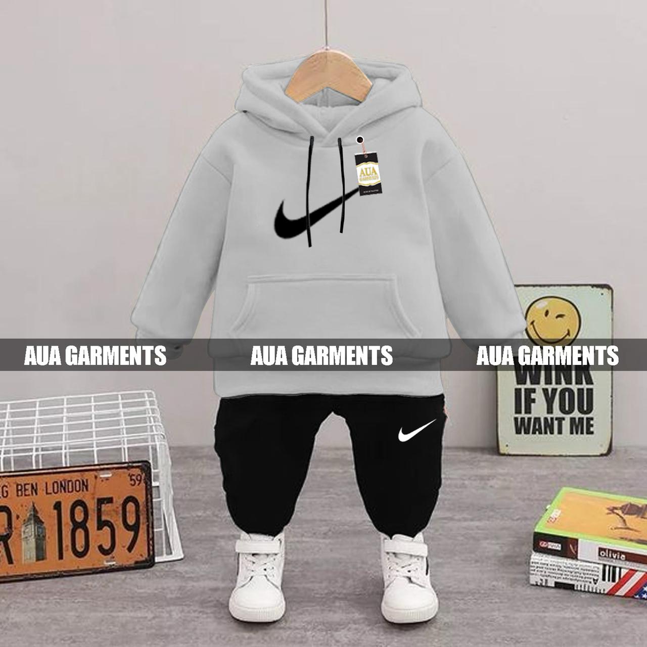 LIGHT GREY NIKE Printed Kid's Tracksuit Set with Hoodie and Trousers (1-10 Years)