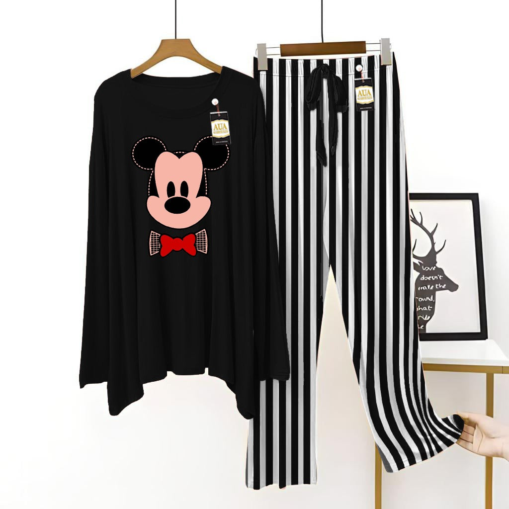 Black Women's Printed Night Suit with Luxurious Lining Pajamas - Stylish Sleepwear Set for a Cozy Night's Rest ( 10 Articles)(002)