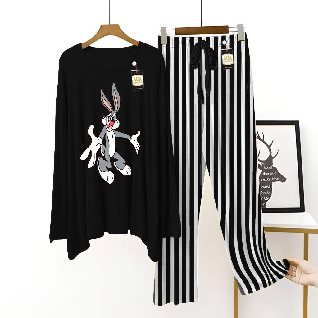 Black Women's Printed Night Suit with Luxurious Lining Pajamas - Stylish Sleepwear Set for a Cozy Night's Rest ( 10 Articles)(002)