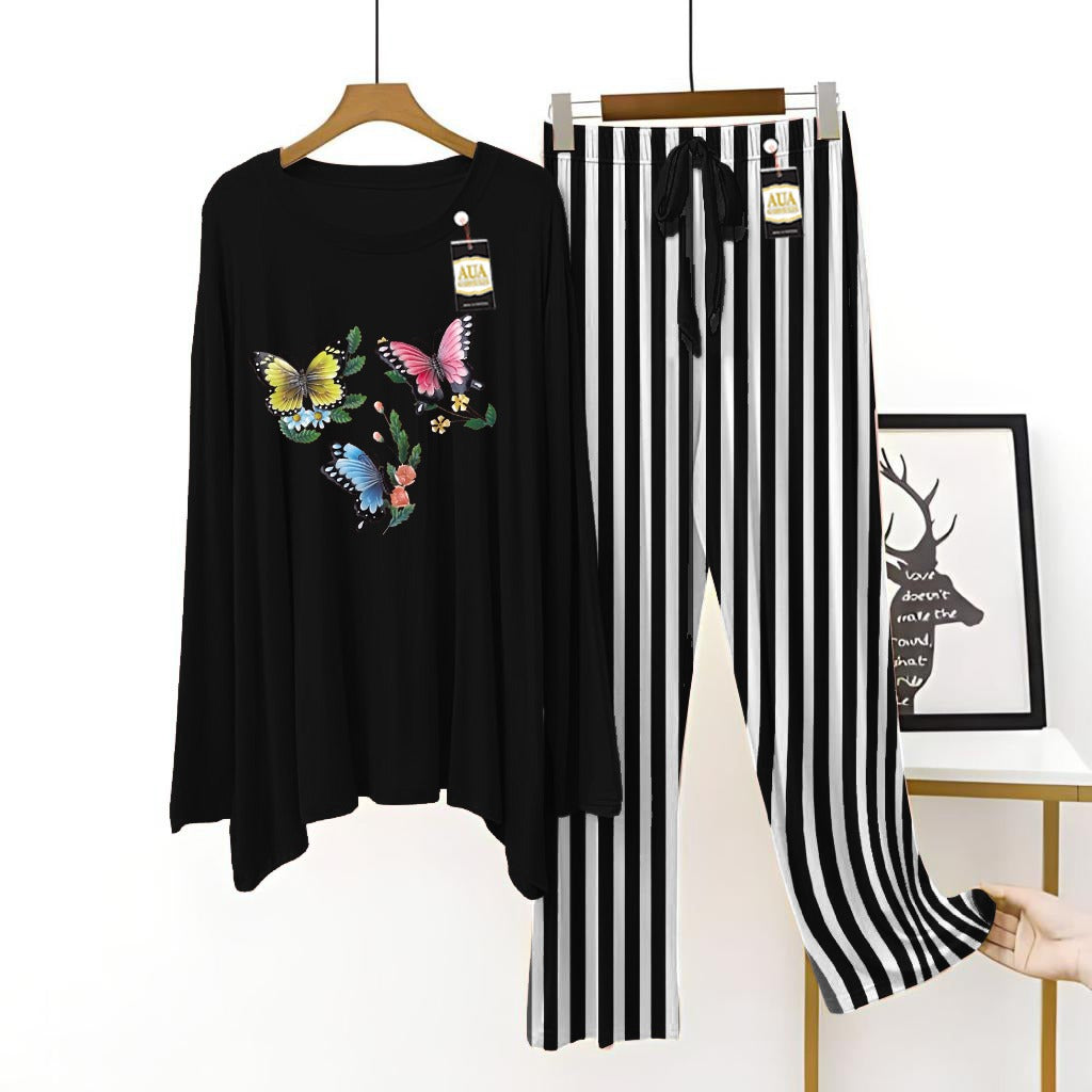 Black Women's Printed Night Suit with Luxurious Lining Pajamas - Stylish Sleepwear Set for a Cozy Night's Rest ( 10 Articles)(002)