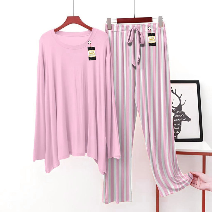 Plain Baby Pink Women's Plain Night Suit with Luxurious Lining Pajamas - Stylish Sleepwear Set for a Cozy Night's Rest (002)