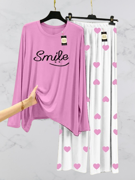Pink Smile Mini Heart Printed Trouser (001)