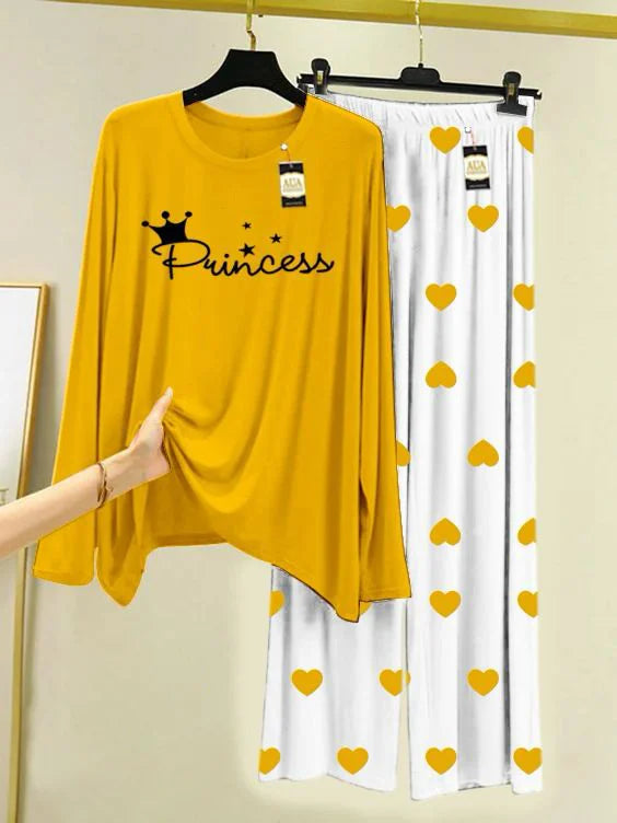 Mustard Princess Mini Heart Printed Trouser (001)