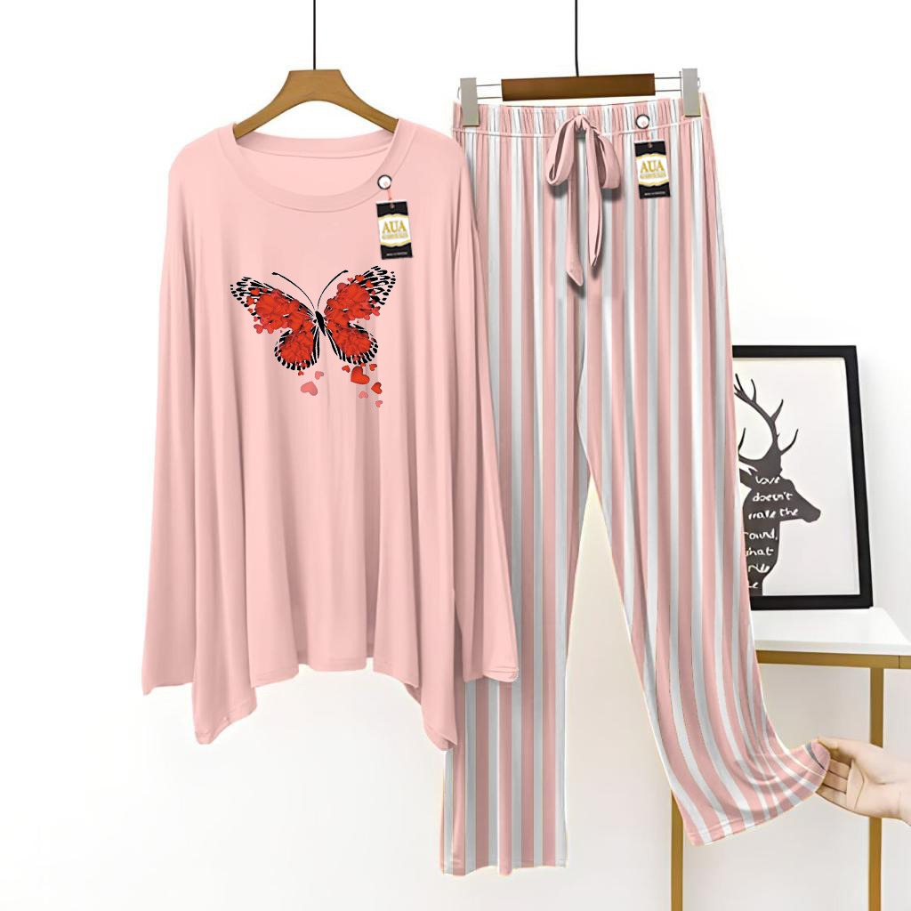 Butterfly Printed Linig Trouser Lounge wear Nightwear Sleepwear For Women (8 Colours)(002)