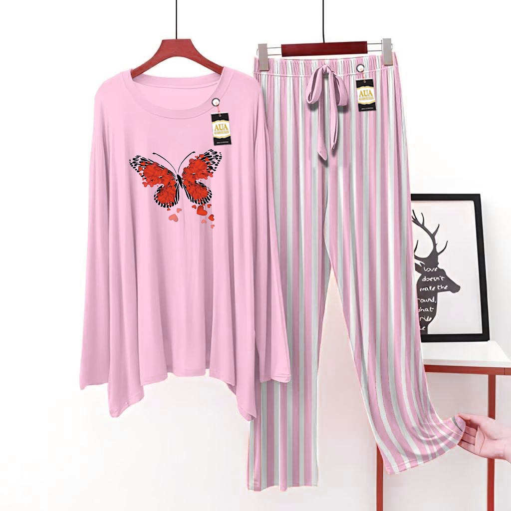 Butterfly Printed Linig Trouser Lounge wear Nightwear Sleepwear For Women (8 Colours)(002)