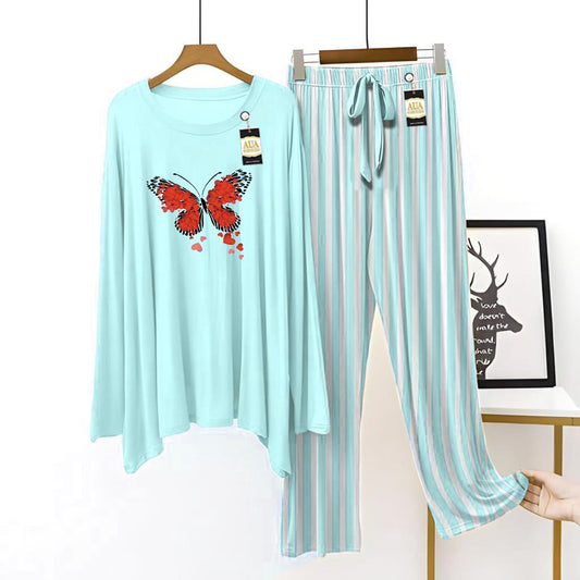 Butterfly Printed Linig Trouser Lounge wear Nightwear Sleepwear For Women (8 Colours)(002)