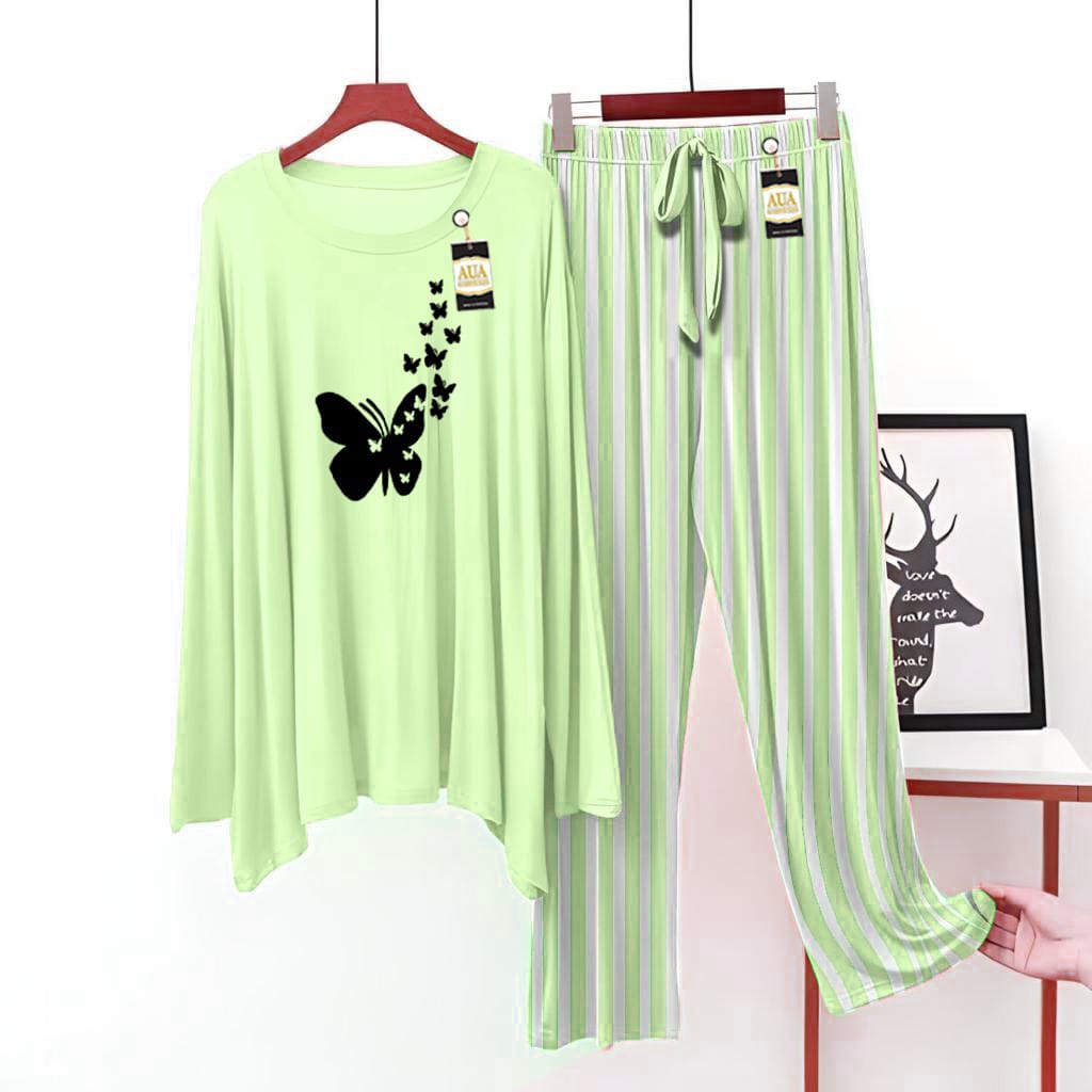 Butterfly Printed Lining Trouser Lounge wear Nightwear Sleepwear For Women  ( 5 colours)(002)