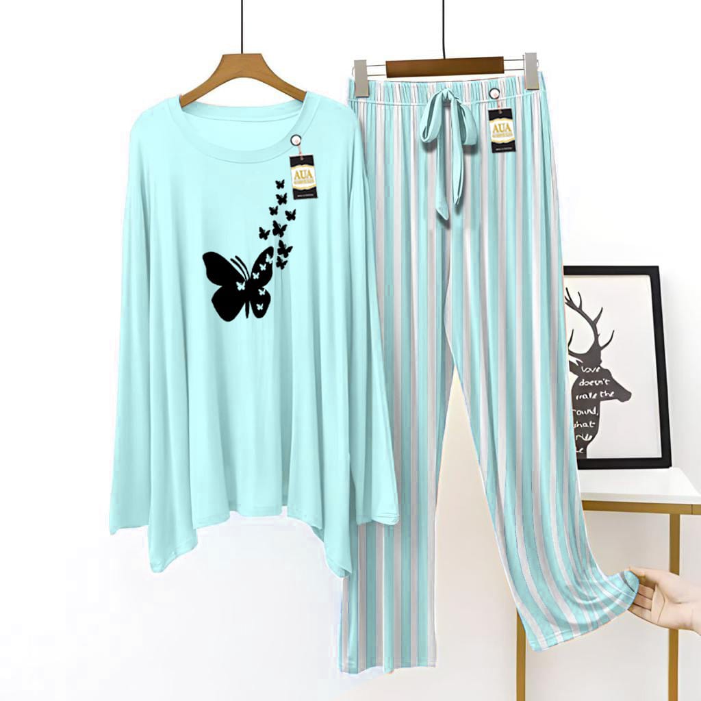 Butterfly Printed Lining Trouser Lounge wear Nightwear Sleepwear For Women  ( 5 colours)(002)