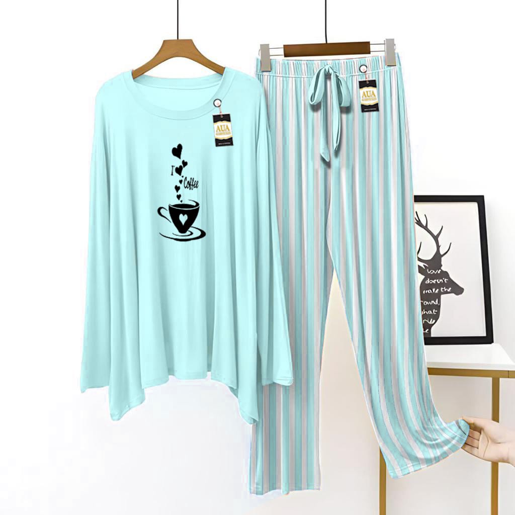 Trendy Heard Cup Printed Lining Trouser Lounge wear Nightwear Sleepwear For Women (5 colours)(002)