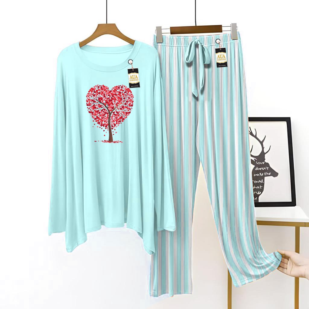 Heart Tree Printed Lounge wear Nightwear Sleepwear For Women (7 colours)(002)