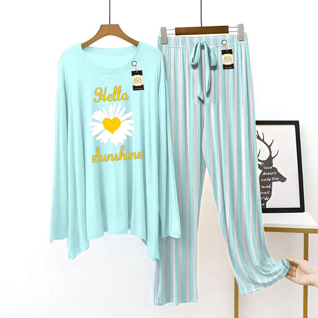 Hello Sunshine Printed Lining Trouser Lounge wear Nightwear Sleepwear For Women (7 colours)(002)