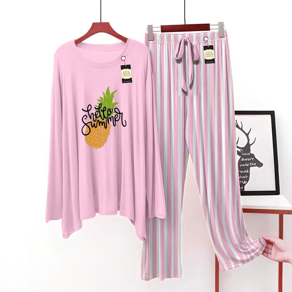 Hello Summer Printed Lining Trouser Lounge wear Nightwear Sleepwear For Women (7 colours)(002)