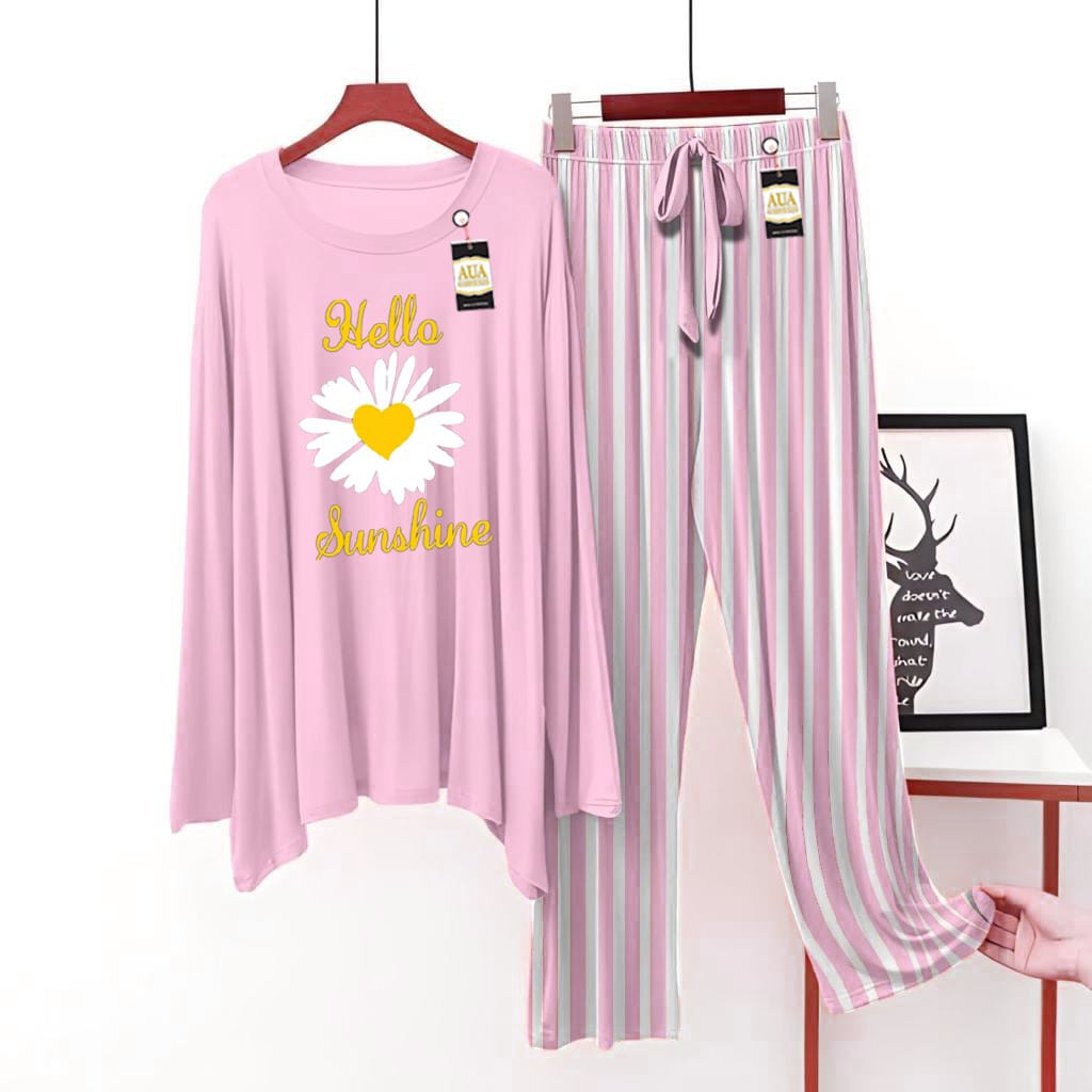 Hello Sunshine Printed Lining Trouser Lounge wear Nightwear Sleepwear For Women (7 colours)(002)