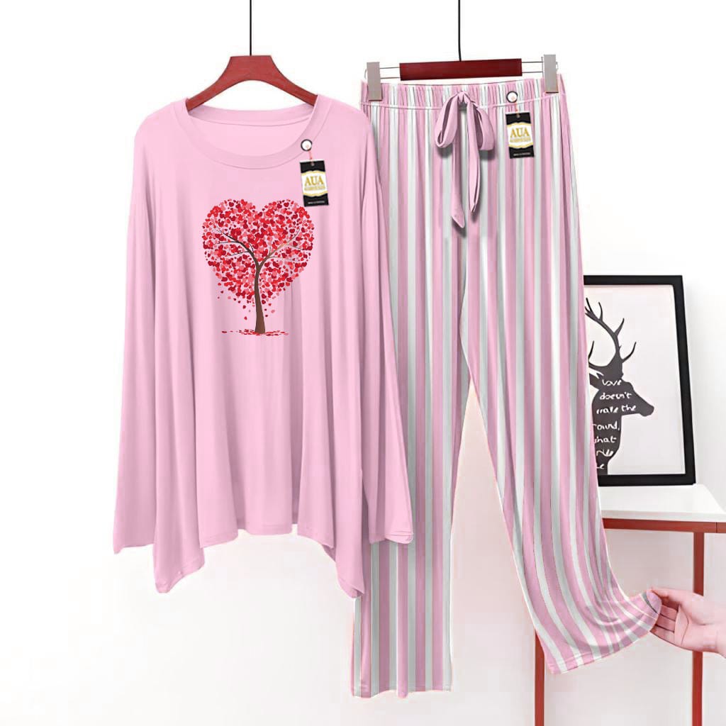 Heart Tree Printed Lounge wear Nightwear Sleepwear For Women (7 colours)(002)