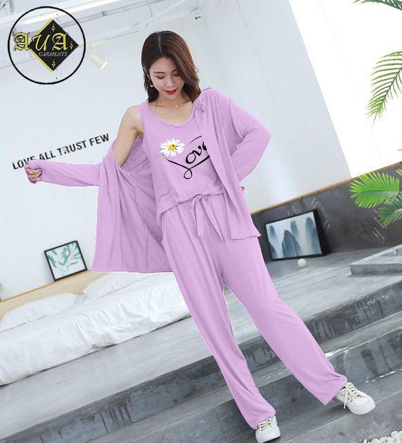 Trendy Love 3 Piece Lounge wear Nightwear Sleepwear For Women (5 colours)