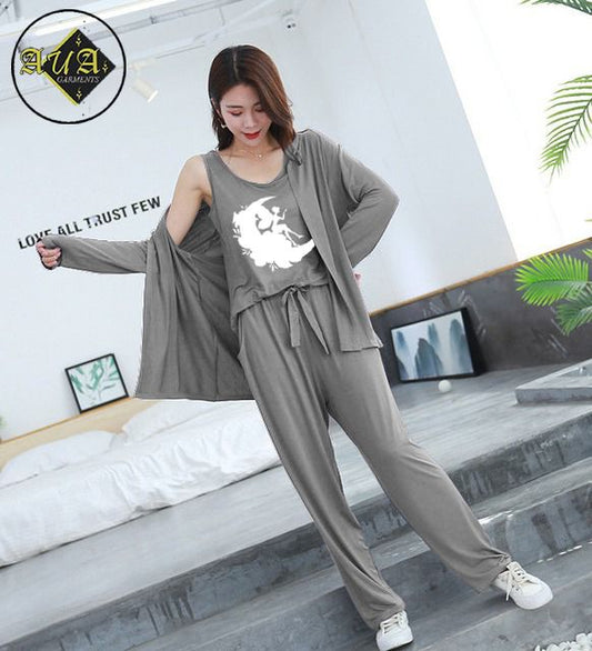 Moon Girl 3 Piece Lounge wear Nightwear Sleepwear For Women (6 colours)