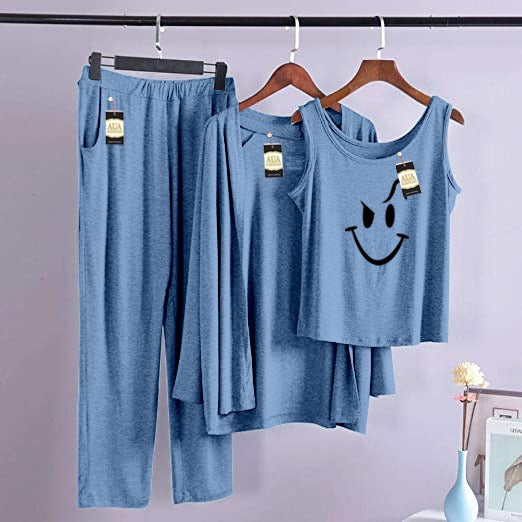 Smile 3 Piece Lounge wear Nightwear Sleepwear For Women (6 colours)