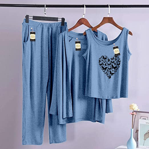 Trendy Heart 3 Piece Lounge wear Nightwear Sleepwear For Women (4 colours)