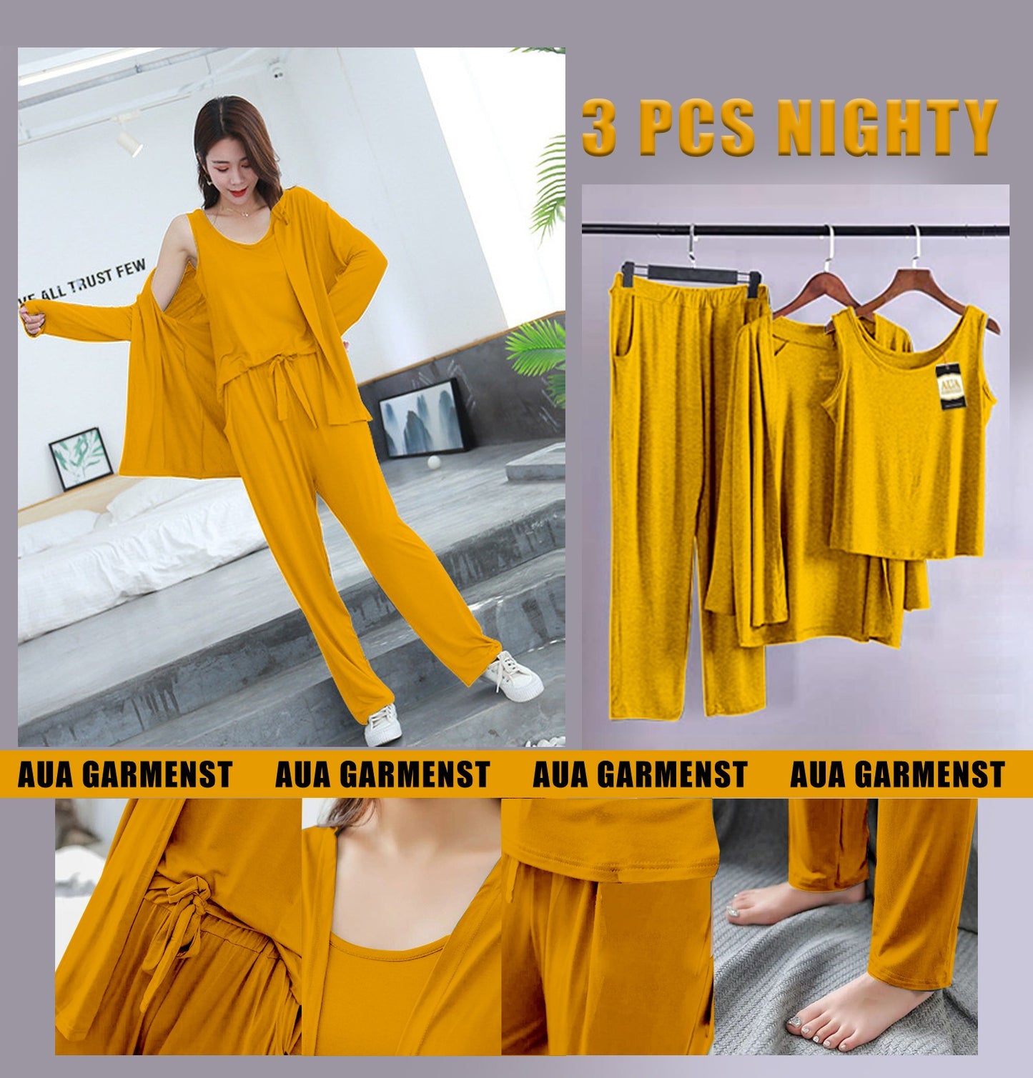 3 Piece Lounge wear Nightwear Sleepwear For Women (19 colours)