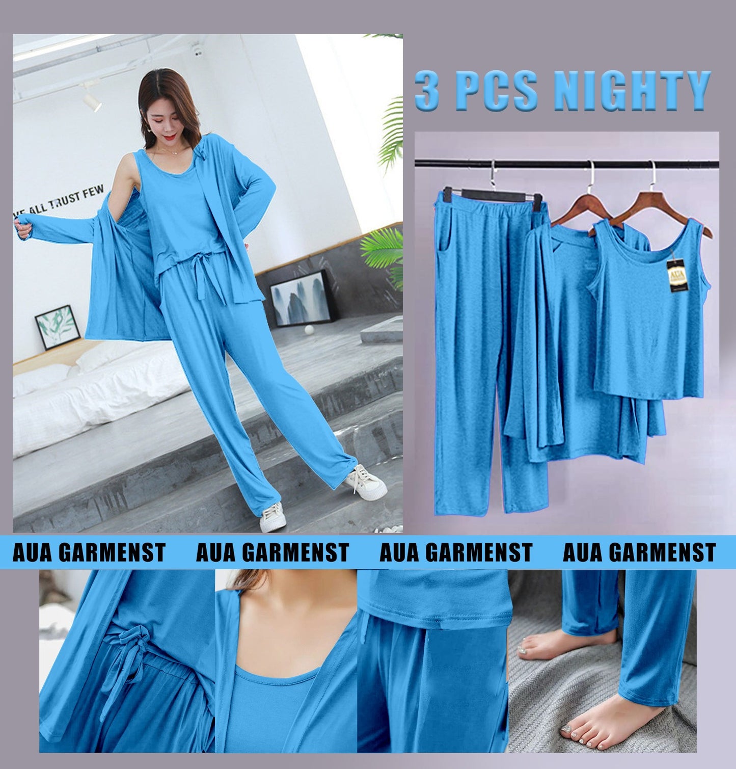 3 Piece Lounge wear Nightwear Sleepwear For Women