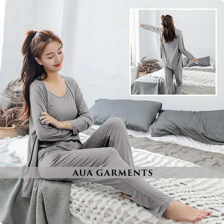 3pcs night suit for woman Ladies Modal Pajama Set Women Soft Underwear Sleepwear Nightclothes Three-piece