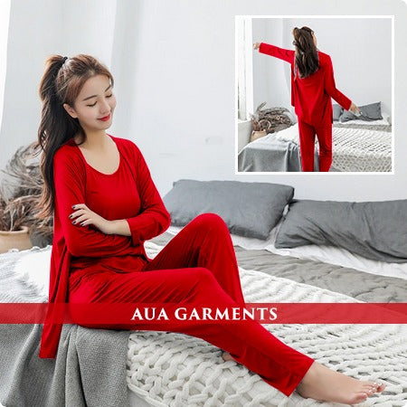 3pcs night suit for woman Ladies Modal Pajama Set Women Soft Underwear Sleepwear Nightclothes Three-piece