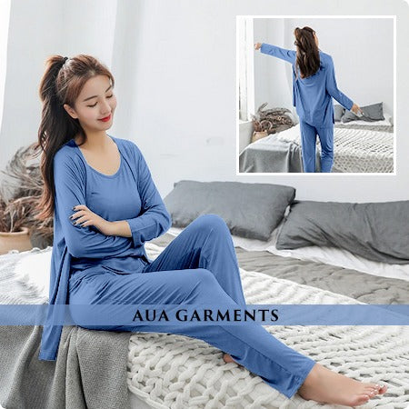 3pcs night suit for woman Ladies Modal Pajama Set Women Soft Underwear Sleepwear Nightclothes Three-piece