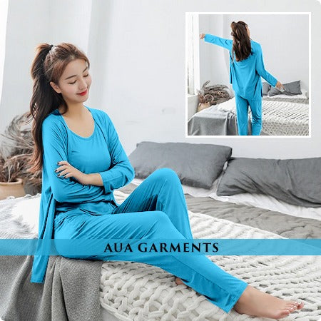 Ladies Modal Pajama Set Women Soft Underwear Sleepwear Nightclothes  Three-piece