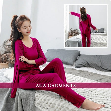 3pcs night suit for woman Ladies Modal Pajama Set Women Soft Underwear Sleepwear Nightclothes Three-piece