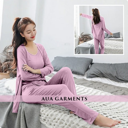 3pcs night suit for woman Ladies Modal Pajama Set Women Soft Underwear Sleepwear Nightclothes Three-piece