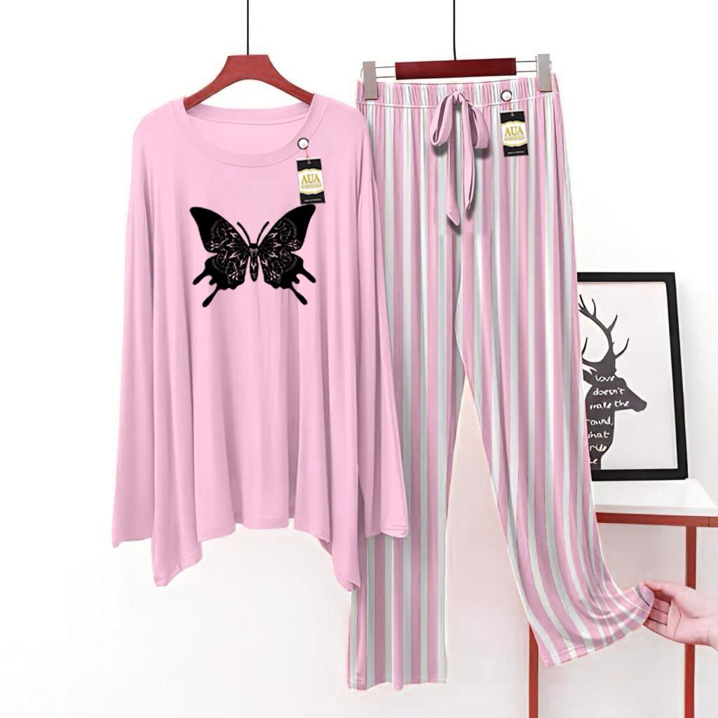 Baby Pink Women's Printed Night Suit with Luxurious Lining Pajamas - Stylish Sleepwear Set for a Cozy Night's Rest (002)