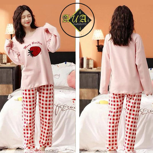 Women Modal Half-Sleeved Pink Color Home Wear Female Pajama Sleepwear Night Dress By Aua Garments