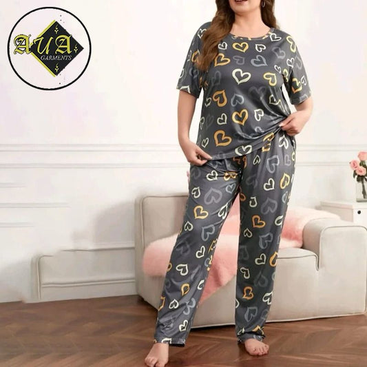 Women Modal Half-Sleeved Grey Color Home Wear Female Pajama Sleepwear Night Dress By Aua Garments