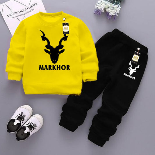 Yellow and Black (Markhor) Printed Kids Tracksuit for Winter By Aua Garments