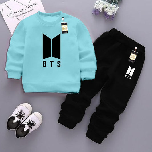 Sky Blue and Black (BTS) Printed Kids Tracksuit for Winter By Aua Garments
