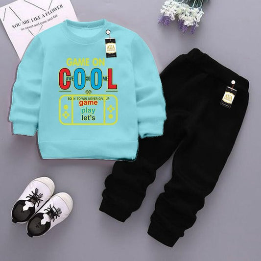 Sky Blue and Black (Cool) Printed Kids Tracksuit for Winter By Aua Garments