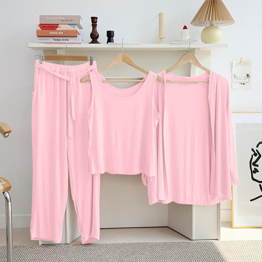 Plan Baby Pink 3 Piece Lounge wear Nightwear Sleepwear For Women