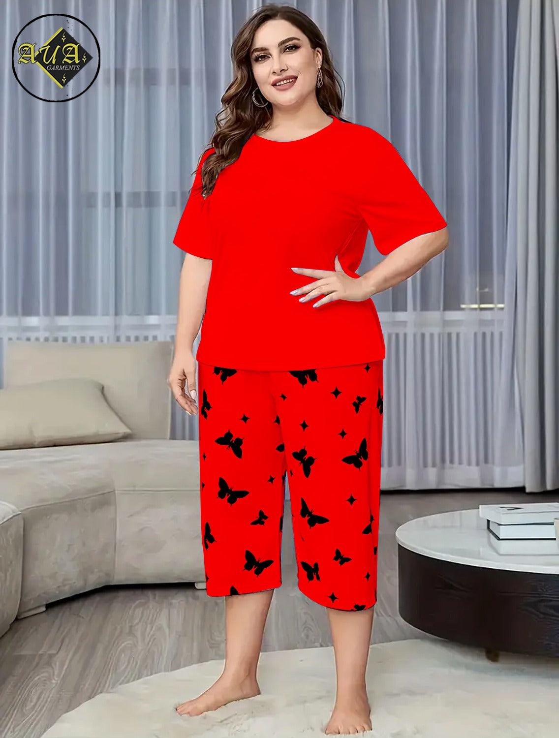RED PLAN Printed Half-Sleeved Vest For Leisure Home Wear Female Sleepwear Night Dress By Aua garments