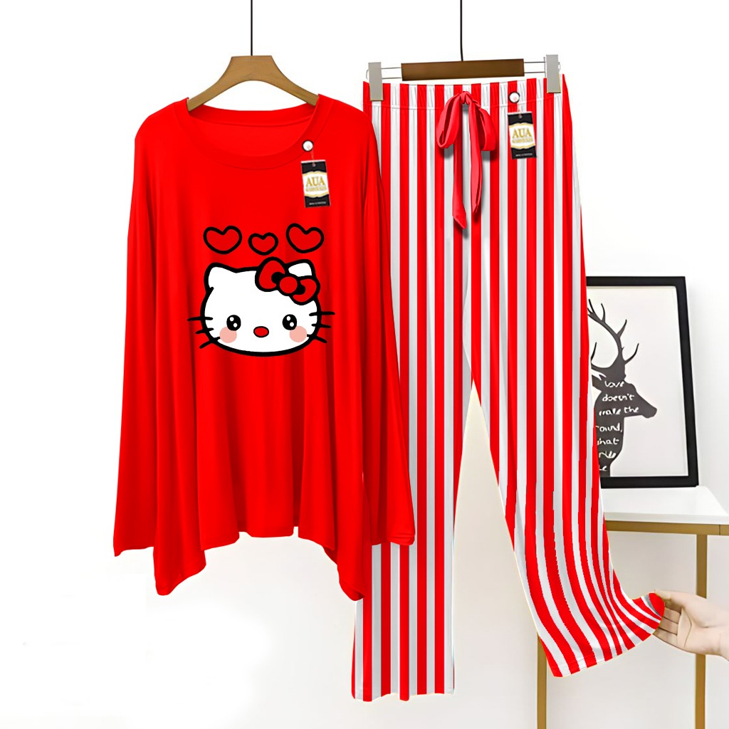 Red Women's New Printed Night Suit with Luxurious Lining Pajamas - Stylish Sleepwear Set for a Cozy Night's Rest ( 27 Articles )(002)