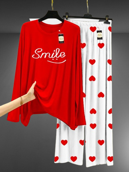 REd Smile  Mini Heart Printed Trouser (001)